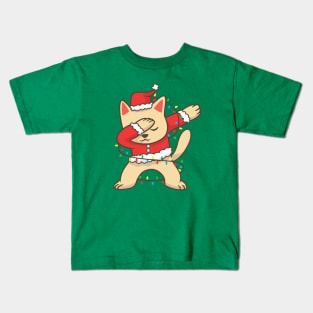 Dabbing Cat Christmas Lights Kids T-Shirt